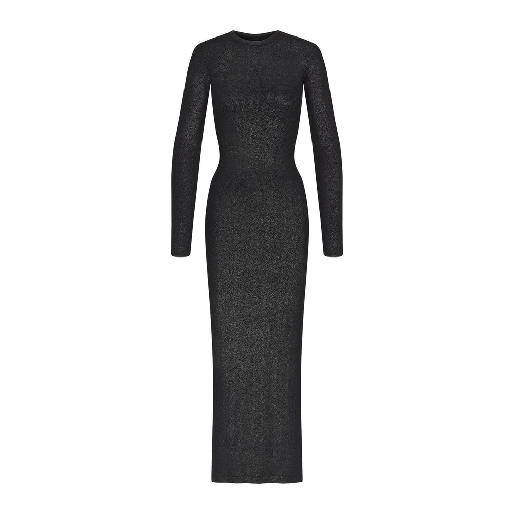 Peignoir Skims SOFT LOUNGE SHIMMER CREW NECK LONG Noir | 546FMHKVR