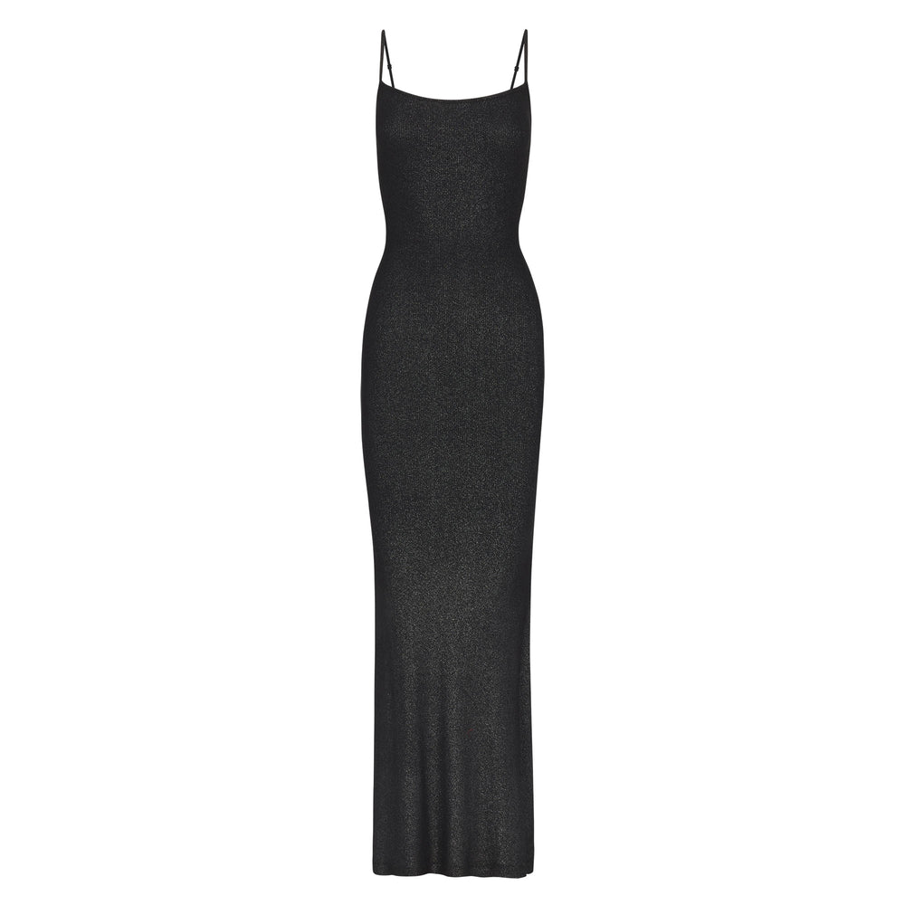 Peignoir Skims SOFT LOUNGE SHIMMER LONG SLIP Noir | 761GDISBK