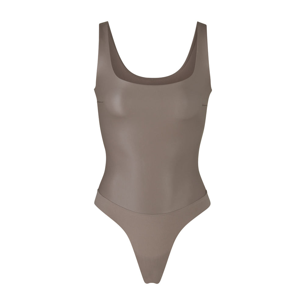 Scoop Neck Bodysuit Skims FAUX LEATHER Argent | 460NCWXGL