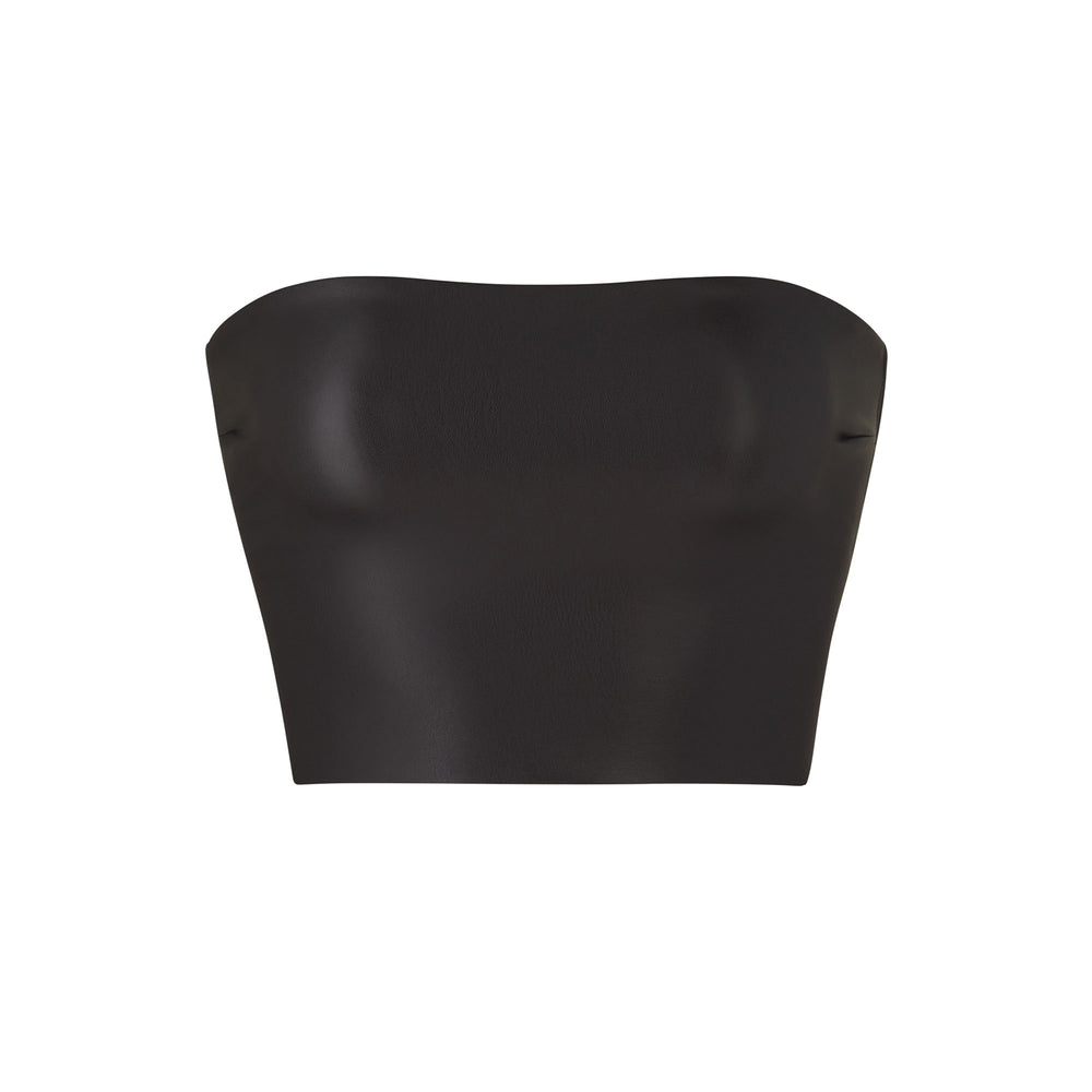 Soutien-Gorge Bandeau Skims FAUX LEATHER Noir | 730CHZEVO