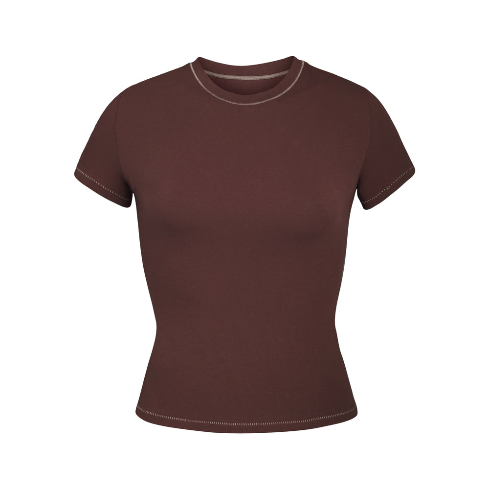 T-shirt Skims COTTON JERSEY Chocolat | 537QPAGUE