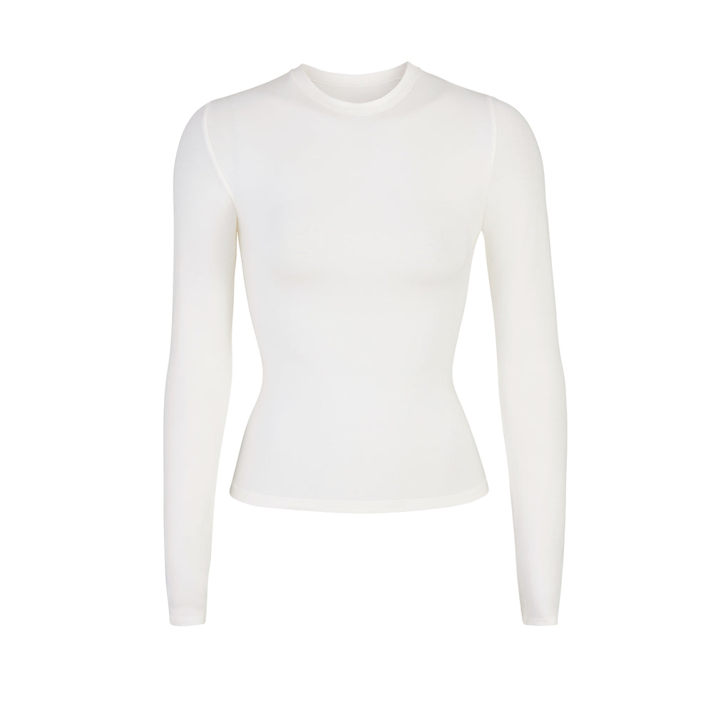 T-shirt Skims COTTON JERSEY LONG SLEEVE Blanche | 102IQJNKG