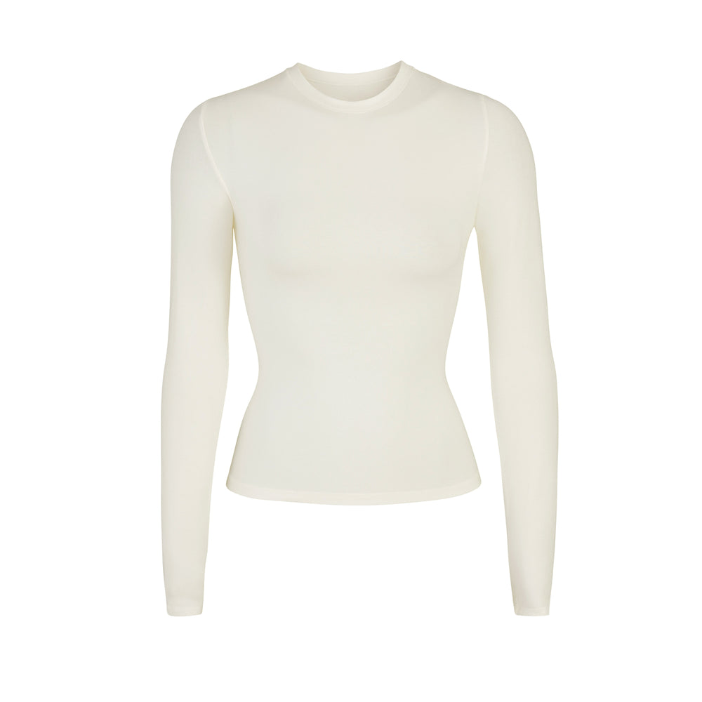 T-shirt Skims COTTON JERSEY LONG SLEEVE Blanche | 630GOYPKB