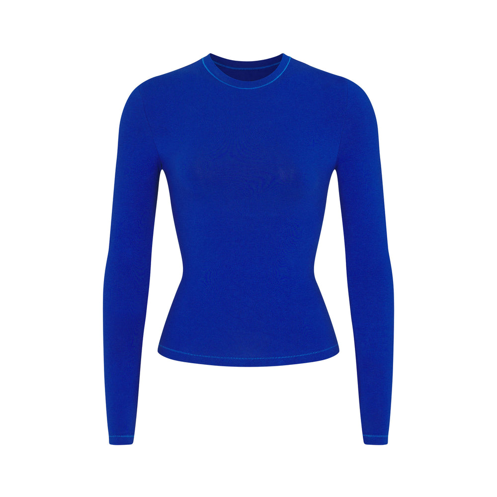 T-shirt Skims COTTON JERSEY LONG SLEEVE Bleu | 726XKLTVH