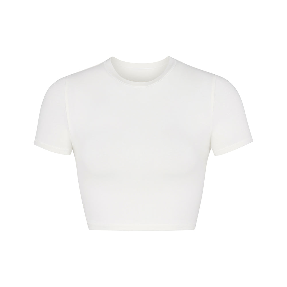 T-shirt Skims COTTON JERSEY SUPER CROPPED Blanche | 380FCHKBZ