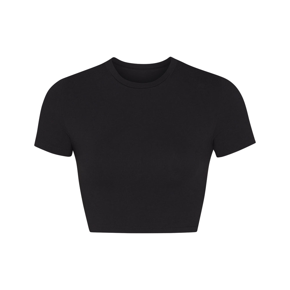 T-shirt Skims COTTON JERSEY SUPER CROPPED Noir | 546ABDGOR