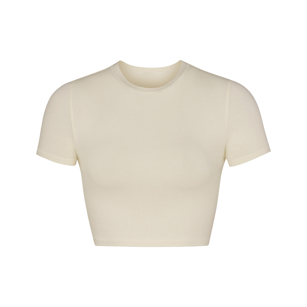 T-shirt Skims COTTON JERSEY SUPER CROPPED Blanche | 851MNOTZW