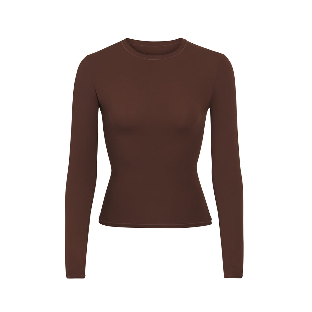 T-shirt Skims FITS EVERYBODY LONG SLEEVE Chocolat | 147WIDYTL