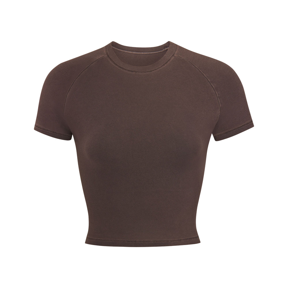 T-shirt Skims NEW VINTAGE CROPPED RAGLAN Chocolat | 684MVHYAG