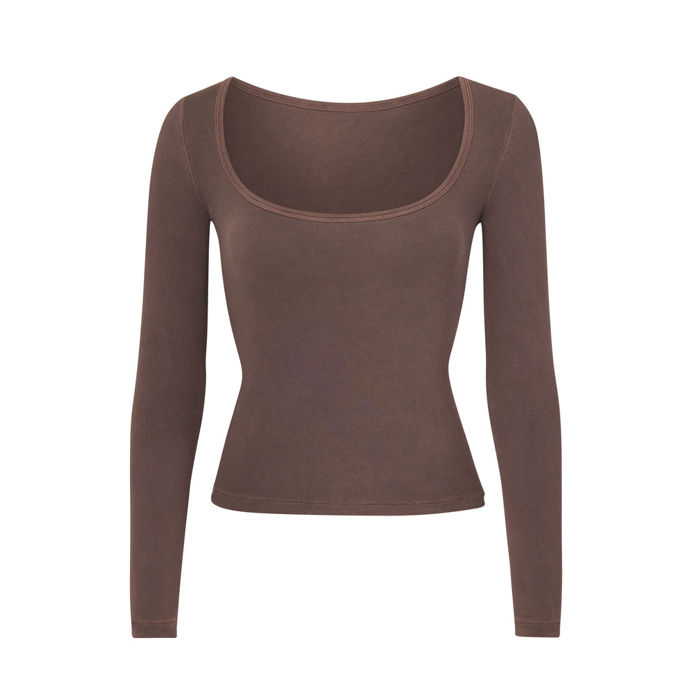 T-shirt Skims NEW VINTAGE SCOOP LONG SLEEVE Chocolat | 175XNVCZH