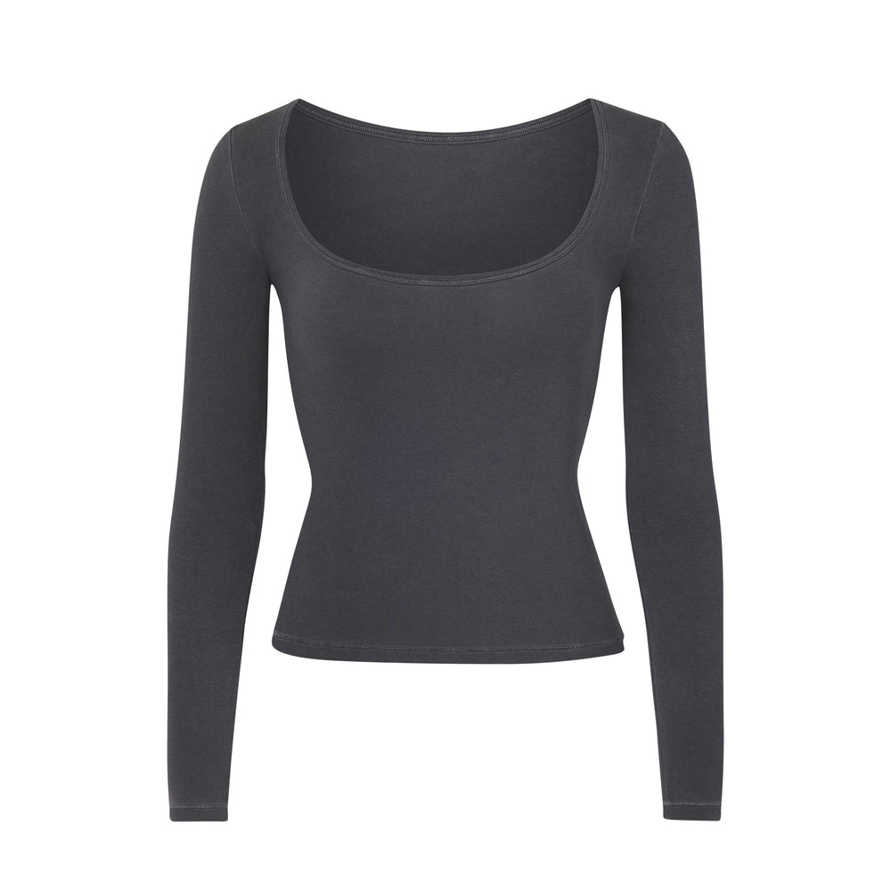 T-shirt Skims NEW VINTAGE SCOOP LONG SLEEVE Grise | 830LQZDXS