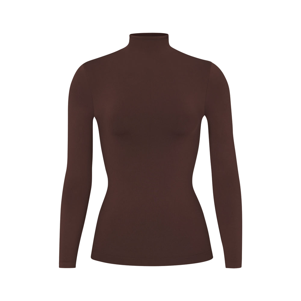 T-shirt Skims SOFT SMOOTHING TURTLENECK TOP Chocolat | 794XRMSEC