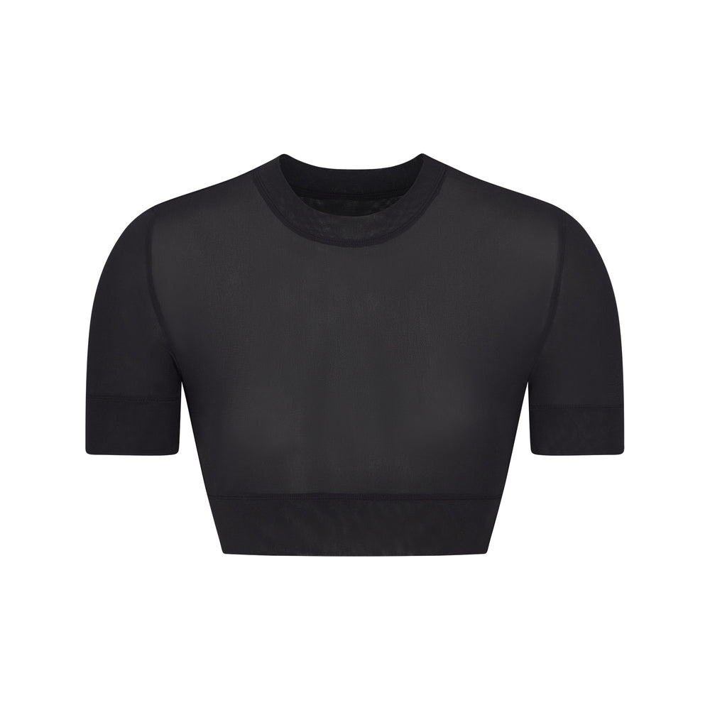 T-shirt Skims SUMMER MESH CROPPED Noir | 362GWTPHX