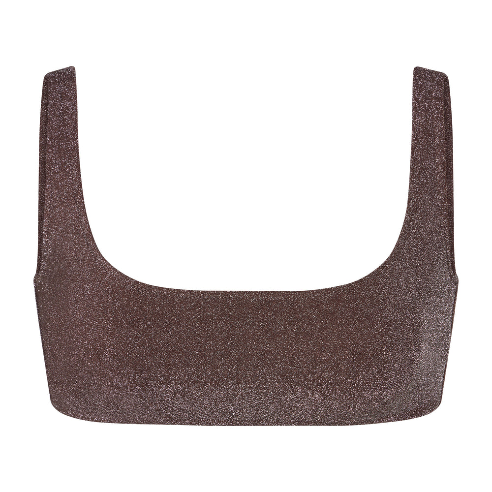 Two Pieces Skims GLITTER SWIM SCOOP BIKINI TOP Chocolat | 628DZOPJF