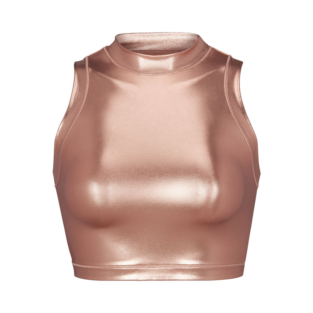 Two Pieces Skims METALLIC SWIM MOCK NECK TANK Rose Doré | 302NCIORD