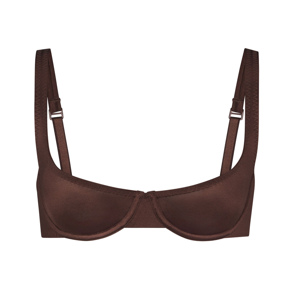 Underwire Bra Skims STRETCH SATIN SCOOP Chocolat | 854HILVAN